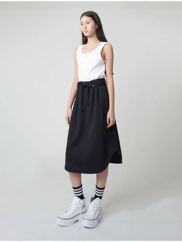 Detachable Flap Belt A-Line Skirt Black - ATHPLATFORM - BALAAN 3