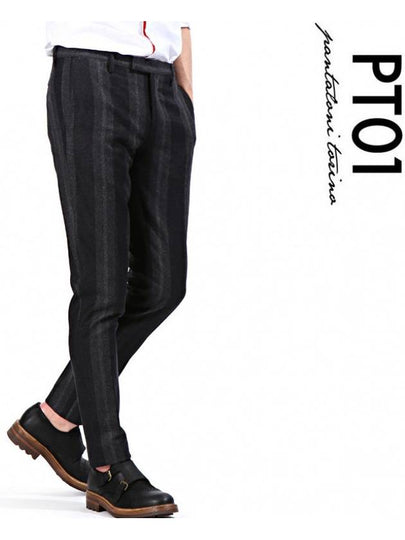 Men's Striped Wool Skinny Pants Black - PT01 - BALAAN 2