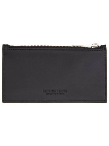 Intrecciato Two-tone Zipper Card Wallet Black - BOTTEGA VENETA - BALAAN 1