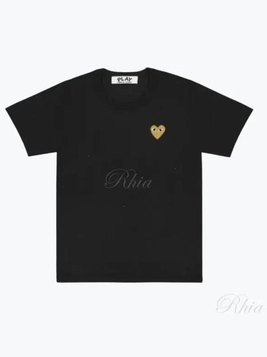 Small Gold Heart Wappen Patch Short Sleeve T-Shirt Black P1 T215 1 - COMME DES GARCONS - BALAAN 2