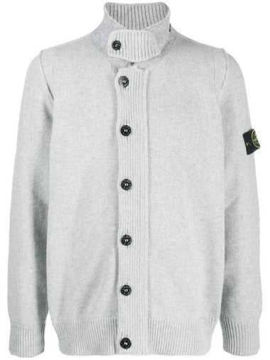 Lambswool Knit Cardigan Grey Melange - STONE ISLAND - BALAAN 1