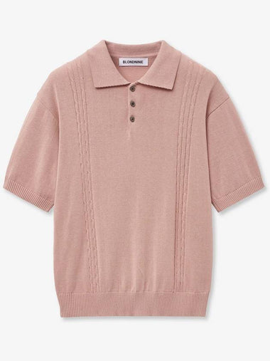 Soft cable collar short sleeve knit_pink - BLONDNINE - BALAAN 1