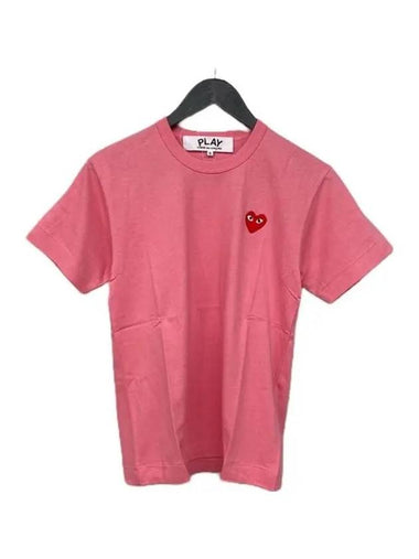 P1T272 000 3 Heart Logo Short Sleeve T Shirt Red Comme des Garcons - COMME DES GARCONS - BALAAN 1