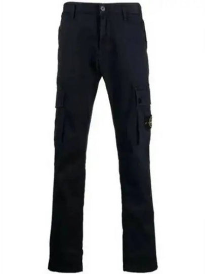 Garment Dyed Old Effect Stretch Broken Twill Cotton Cargo Pants Navy - STONE ISLAND - BALAAN 2