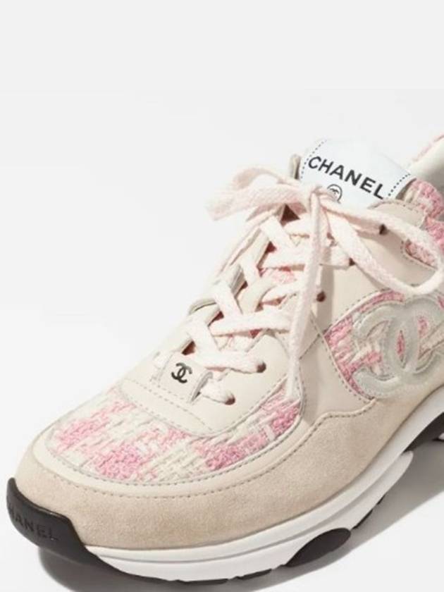 CC Logo Tweed Women s Sneakers Orange G38299 Y56627 L6019 - CHANEL - BALAAN 4