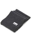 Logo Label Wool Blend Muffler Grey - GANNI - BALAAN 3