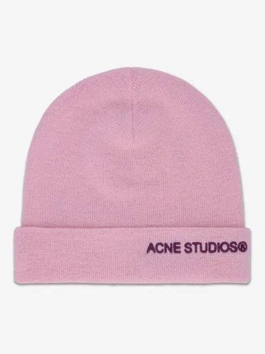 Embroidered Logo Wool Beanie Light Pink - ACNE STUDIOS - BALAAN 1