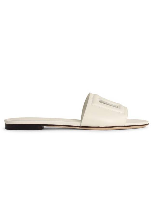 DG Logo Leather Flat Slippers White - DOLCE&GABBANA - BALAAN 2