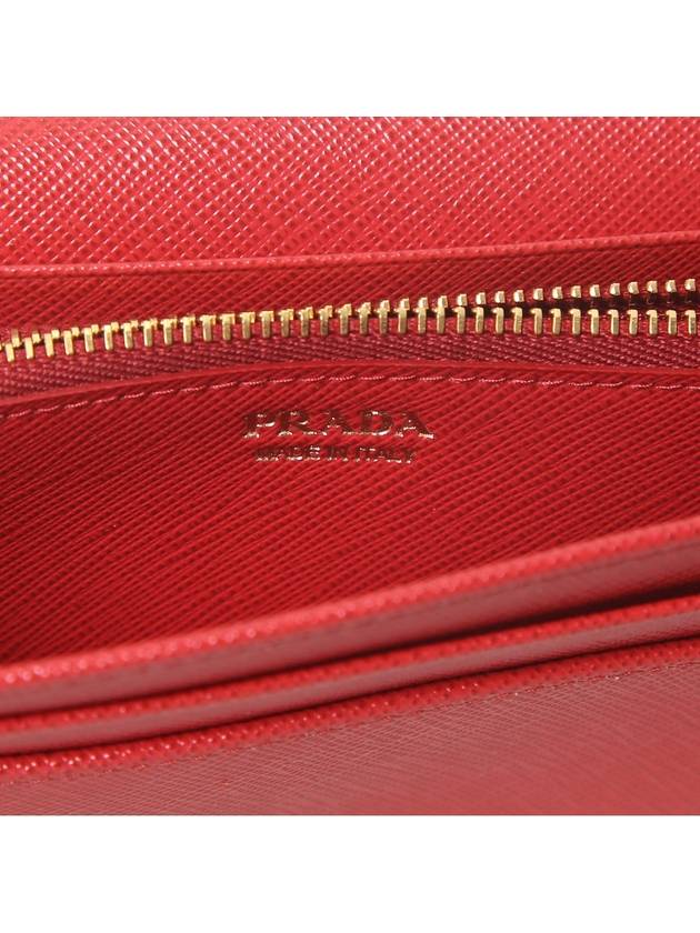 Metal Logo Saffiano Long Wallet Red - PRADA - BALAAN 6