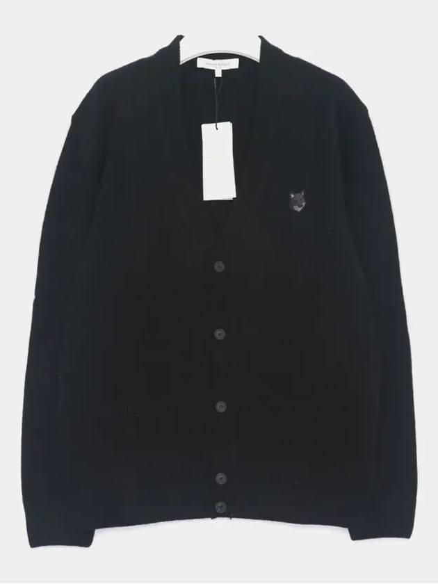 Bold Fox Head Patch Regular Lambswool Cardigan Black - MAISON KITSUNE - BALAAN 4