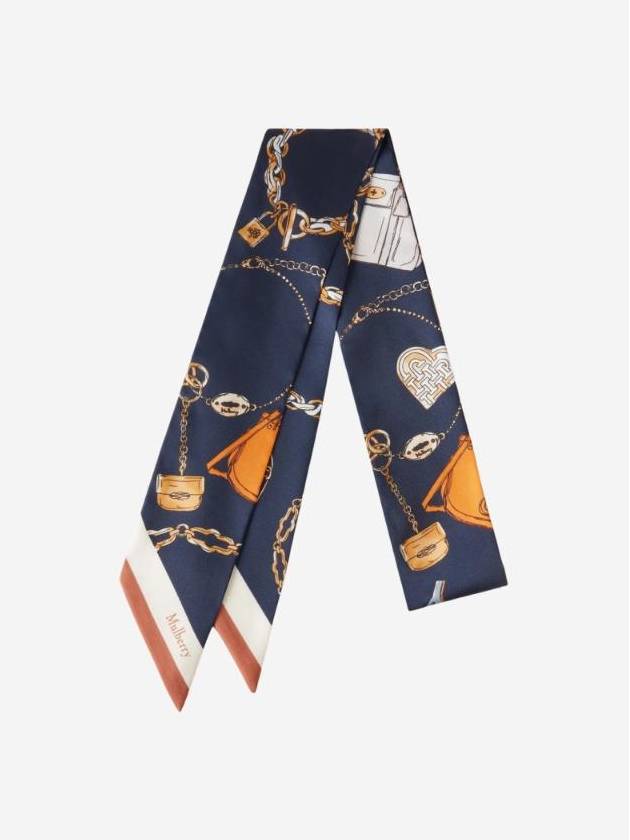 Recycled Polyester Jewel Charm Skinny Scarf Night Sky Teak VS4814 054U913 - MULBERRY - BALAAN 1