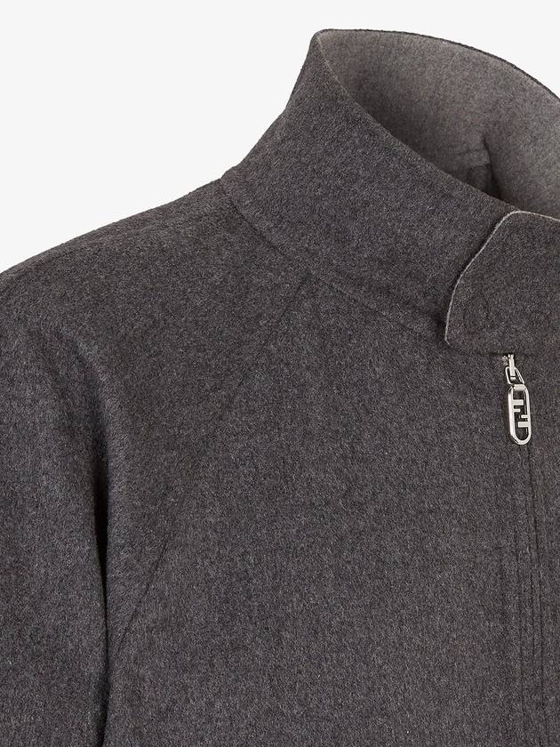 High Neck Cashmere Bomber Jacket Grey - FENDI - BALAAN 5