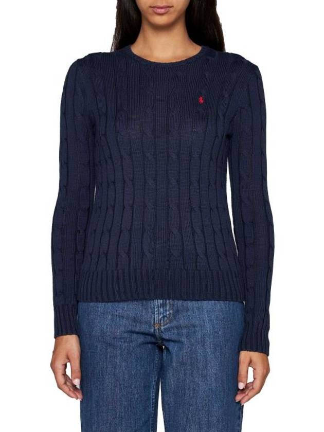 Embroidered Logo Pony Cable Knit Top Navy - POLO RALPH LAUREN - BALAAN 4