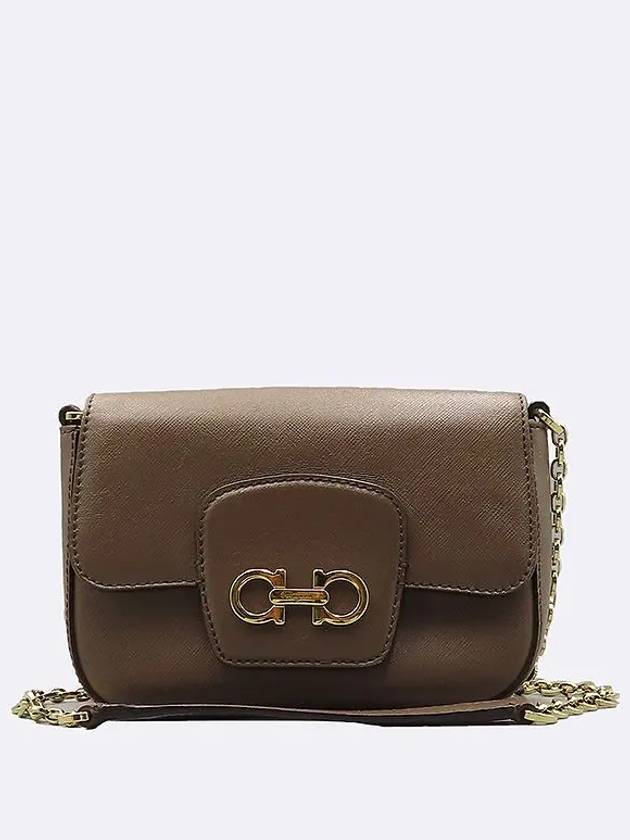 Ferragamo 21 E080 brown color leather Gancini gold logo cross bag - SALVATORE FERRAGAMO - BALAAN 2