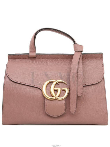 421890 GG Marmont Top Handle Cross Flap Bag Pink Gold - GUCCI - BALAAN 1