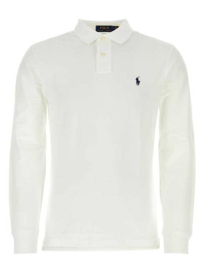 Embroidered Logo Slim Fit Polo Shirt White - POLO RALPH LAUREN - BALAAN 2