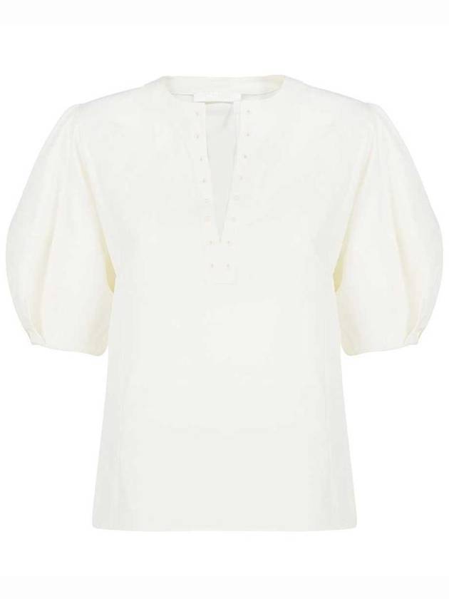 puff sleeve V-neck blouse iconic milk - CHLOE - BALAAN 1