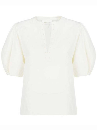 puff sleeve V-neck blouse iconic milk - CHLOE - BALAAN 1