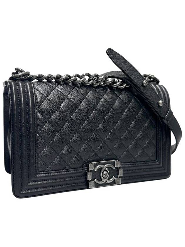 A67086 Black Soft Caviar Skin Boy Medium Shoulder Bag - CHANEL - BALAAN 2