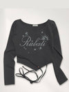 Sunrise Wide Neck Strap Crop Tshirt_CHARCOAL Women's Long Sleeve TShirt - RUBATI - BALAAN 4