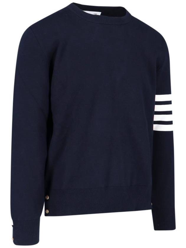 4 Bar Armband Milano Stitch Knit Top Navy - THOM BROWNE - BALAAN 3