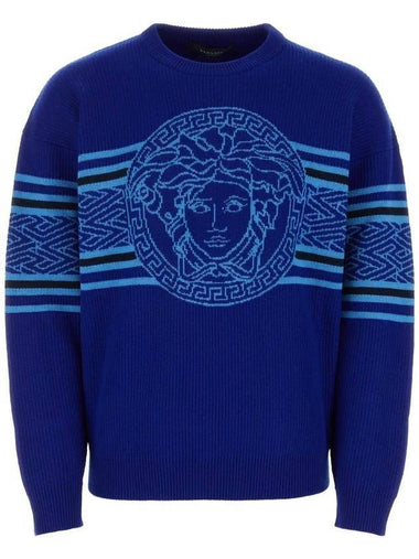 Medusa Striped Jacquard Knit Top Blue - VERSACE - BALAAN 1