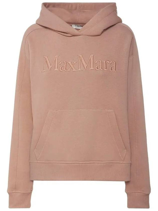 MAESTRO logo embroidery brushed hoodie rose beige 2399260233 003 - MAX MARA - BALAAN 1