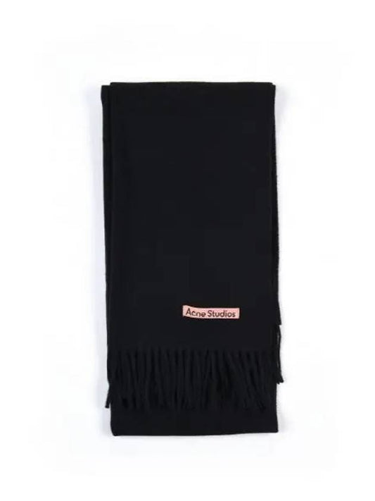 CA0210 BLACK slim fringe wool muffler - ACNE STUDIOS - BALAAN 2