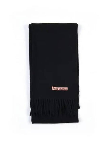 CA0210 BLACK slim fringe wool muffler - ACNE STUDIOS - BALAAN 1