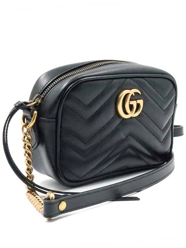 Women s Gucci 448065 Black Matelasse Chevron Gold Plated GG Marmont Mini Cross Bag gt Gangbuk used luxury goods - GUCCI - BALAAN 3