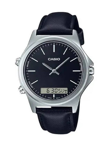 Men's Leather Wrist Watch MTPVC01L1E - CASIO - BALAAN 1