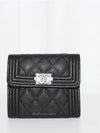 Boy  Small Flap Wallet Caviar Leather & Ruthenium Black - CHANEL - BALAAN 3