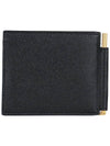 Small Grain Leather Money Clip Half Wallet Black - TOM FORD - BALAAN 6