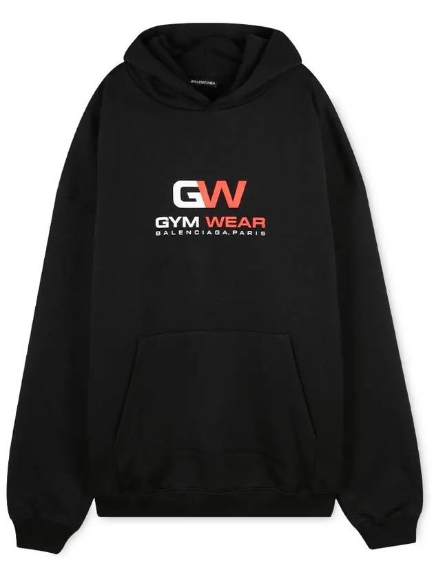 Gymwear Logo Print Cotton Hoodie Black - BALENCIAGA - BALAAN 4