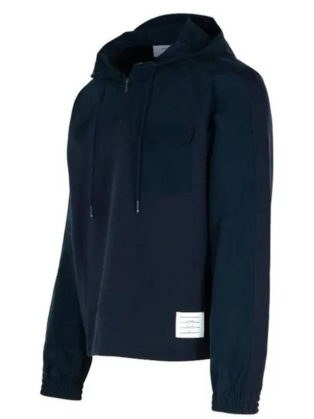 Ripstop Wool Tech Milano Half Zip Combo Hoodie Navy - THOM BROWNE - BALAAN 4