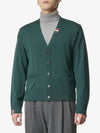 Men's Jersey Stitch V-Neck Cardigan Green - THOM BROWNE - BALAAN 2