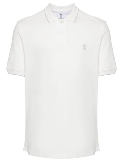 Embroidered Logo Short Sleeve Polo Shirt White - BRUNELLO CUCINELLI - BALAAN 2