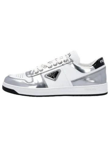 Downtown Leather Sneakers White Silver - PRADA - BALAAN 1
