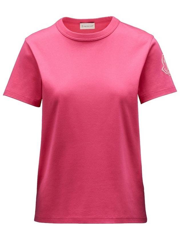 Logo Accent Short Sleeve T-Shirt Pink - MONCLER - BALAAN 1