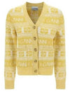 Intarsia Logo Wool V-Neck Cardigan Yellow - GANNI - BALAAN 2