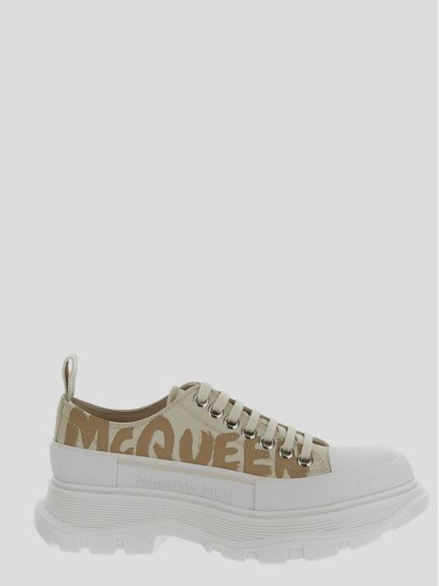 Women's Logo Print Low Top Sneakers Cream - ALEXANDER MCQUEEN - BALAAN 5