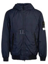 Men's Garment Dyed Crinkle Reps Recycled Nylon Primaloft TC Hooded Jacket Navy - STONE ISLAND - BALAAN 2