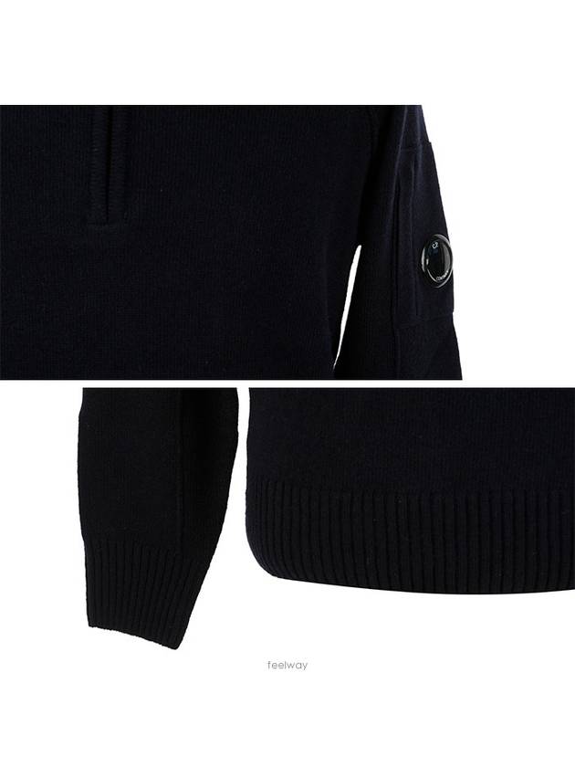 Lens Pocket Half Zip Up Wool Knit Top Navy - CP COMPANY - BALAAN.