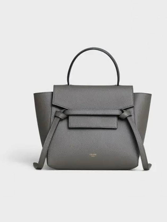 Nano Belt Calfskin Tote Bag Gray - CELINE - BALAAN 2