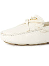 Triangle Logo Leather Driving Shoes White - PRADA - BALAAN 8