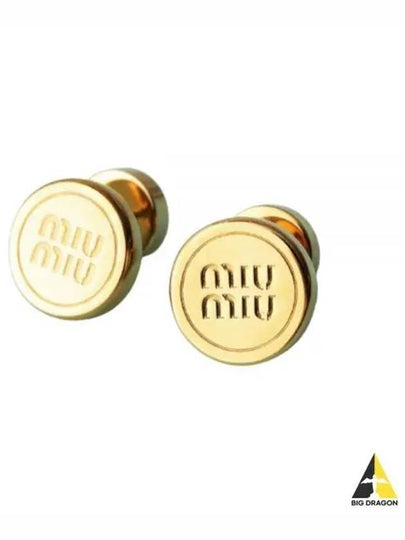 Round Logo Earrings Gold - MIU MIU - BALAAN 2