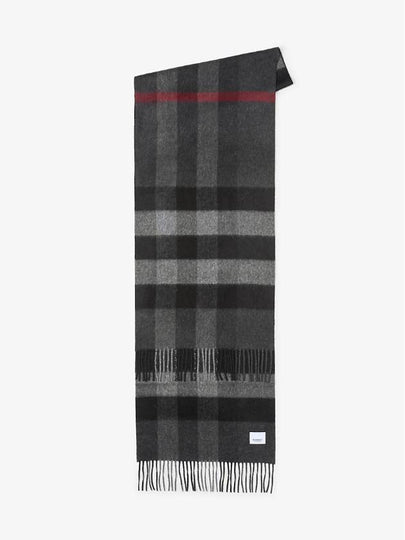 Half Mega Check Pattern Cashmere Muffler Charcoal - BURBERRY - BALAAN 2