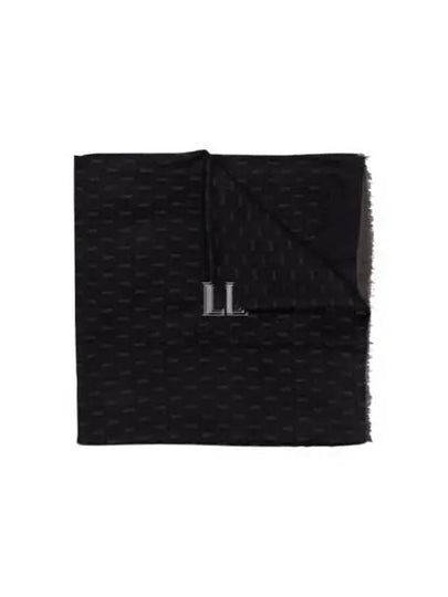 Monogram Wool Jacquard Silk Cotton Muffler Black - SAINT LAURENT - BALAAN 2