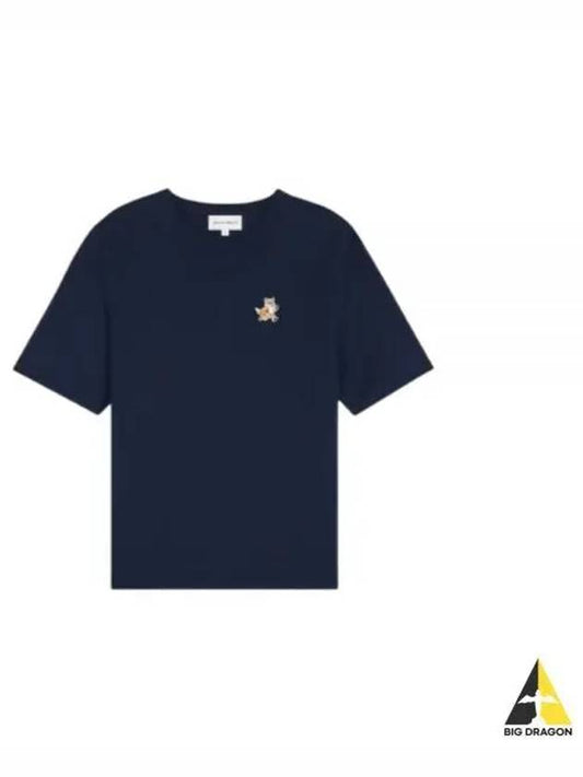 Speedy Fox Patch Comfort Short Sleeve T Shirt Navy - MAISON KITSUNE - BALAAN 2
