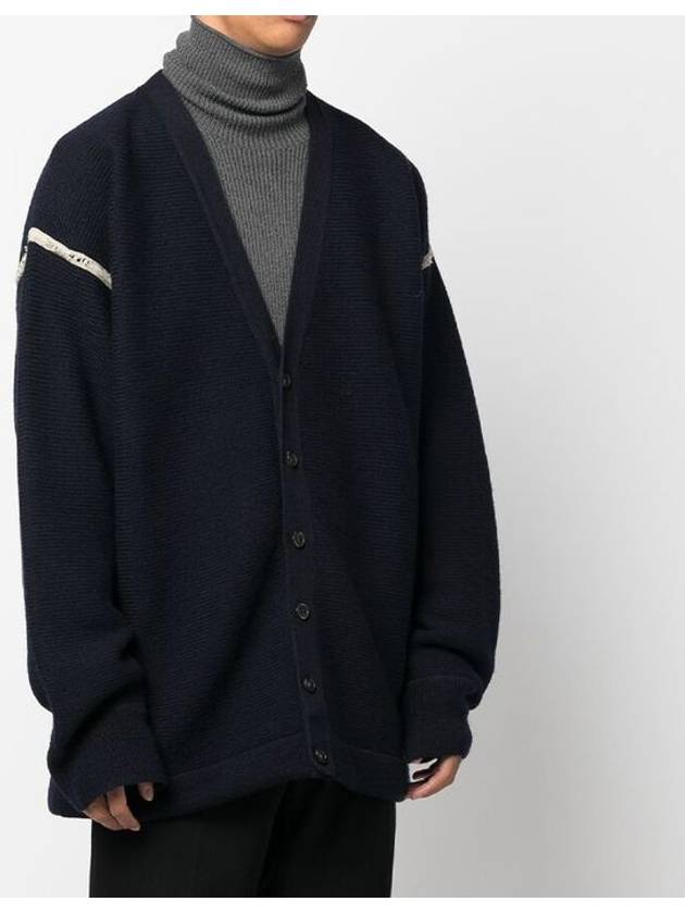 Elbow Patch Wool Cardigan Navy - MAISON MARGIELA - BALAAN 3